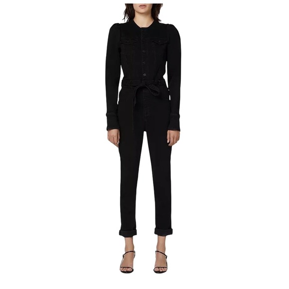 Hudson Jeans Pants - HUDSON Puff Sleeve Denim Jumpsuit One-Piece Washed Black Size Medium